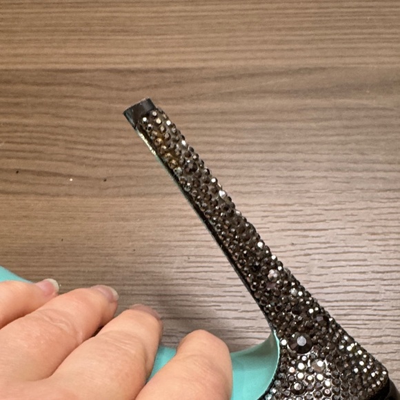 Betsey Johnson Black Strappy Rhinestone Heels - Picture 8 of 11